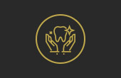 Animated two hands holding tooth icon